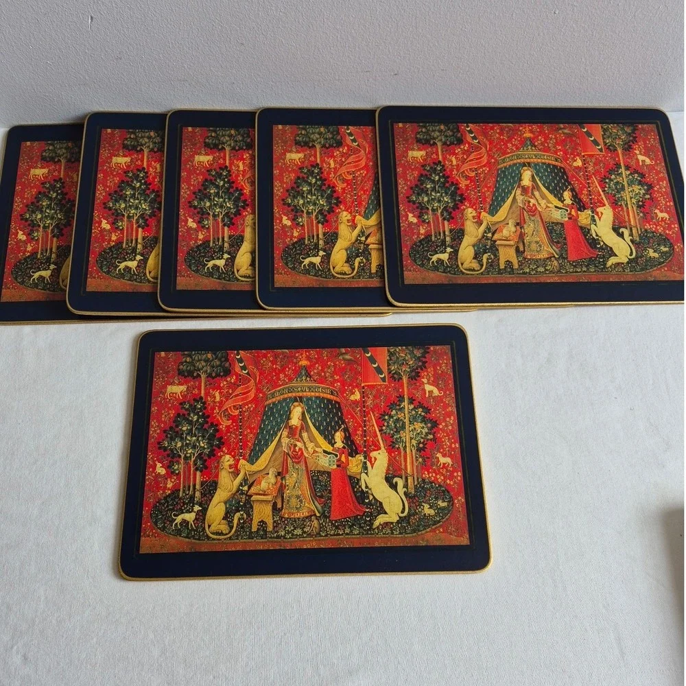 Vintage Lady & The Unicorn Placemats Complete Set Of 6 Lady Clare England